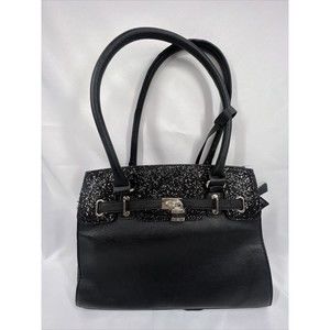 Apt 9 Black￼ Purse Shoulder Bag Strap Zippers Glitter Accent